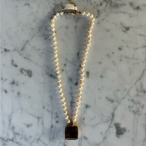 (NWT) VINTAGE!!! Kendra Scott Pearl Necklace with Smoked Topaz Pendant